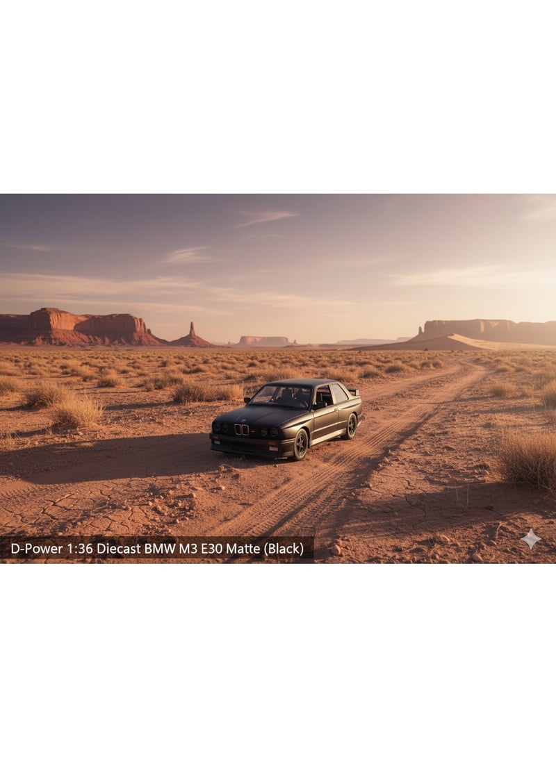 D-Power دي باور 1:36 نموذج سيارة بي إم دبليو M3 E30 (1986-1991) باللون الأسود غير اللامع – نموذج سيارة مصغر قابل للجمع - Image 3